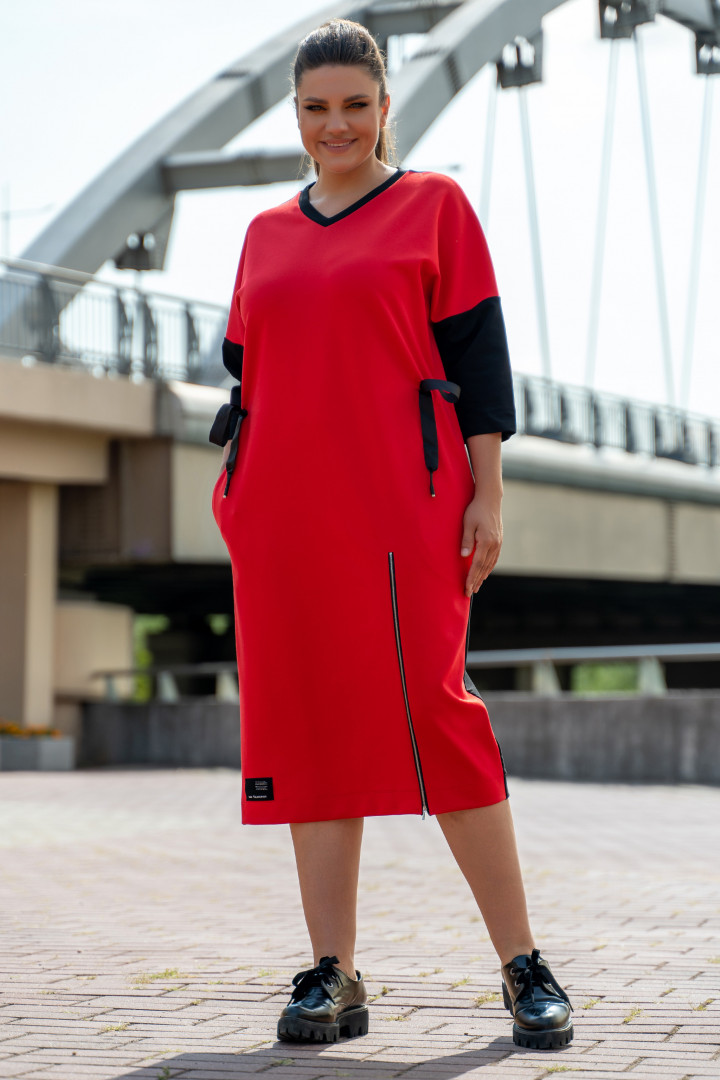 Платье ANDINA 821-1 черный /красный